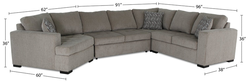Made in Canada Legend 4-Piece Left-Facing Chenille Fabric Cuddler Sleeper Sectional - Platinum Beige