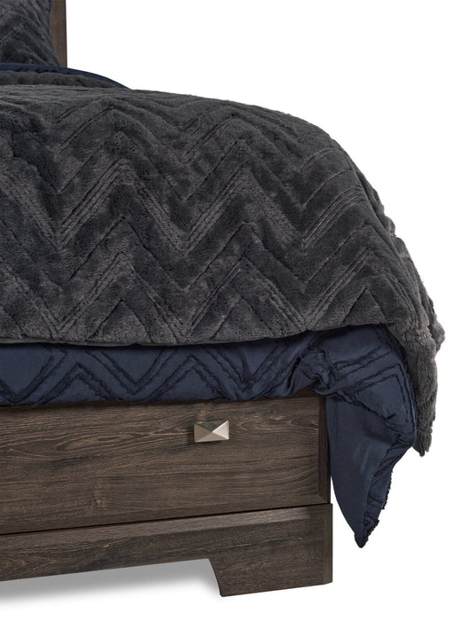 Yorkdale 5pc Bedroom Set with 6-Drawer Storage Bed, Dresser & Mirror, Grey - Full Size