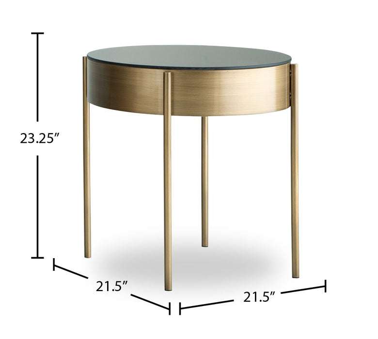 Sylvia 36” Modern 3-Pack Round Coffee + 2 End Tables - Brushed Brass