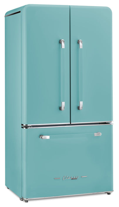 Classic Retro by Unique 36\" 21.4 Cu. Ft. Counter-Depth Refrigerator - Ocean Mist Turquoise - UGP-595L T AC