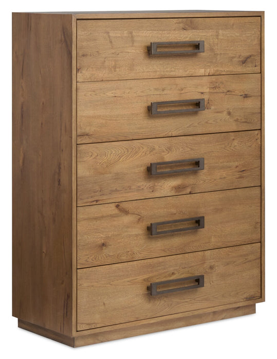 Henri Bedroom Chest of Drawers, 5-Drawer, 38.2\"W x 50.3\"H, Wood - Brown