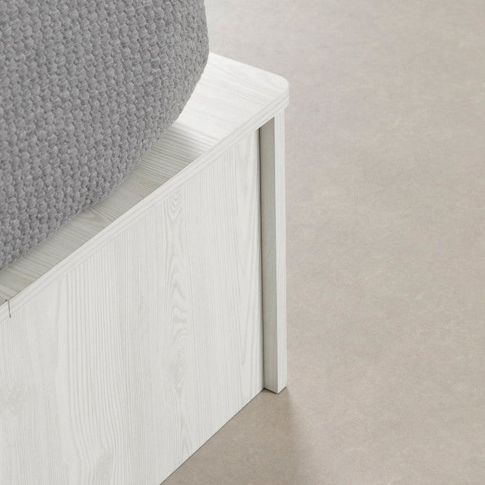 Everley Platform Bed Set with Panel Headboard, Built-in Storage & Baskets, White - Twin Size