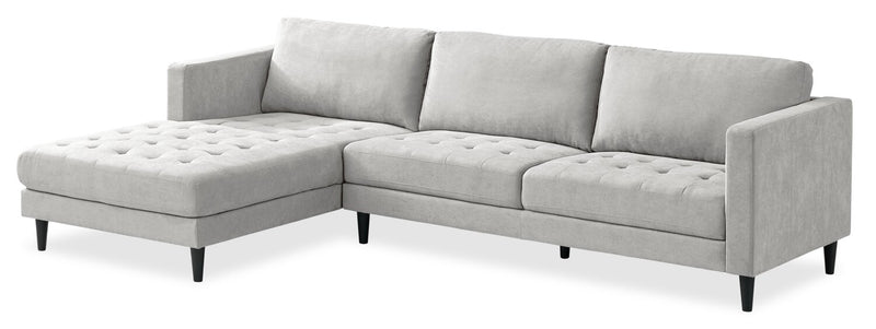Metro 2-Piece Left-Facing Fabric Sectional with Chaise and Tufted Seat Cushions - Neutral