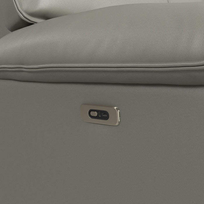 Matteo 64\" Genuine Leather Power Reclining Loveseat - Aviarah Grey