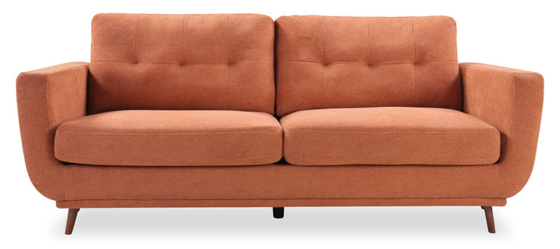 Cosmo 80\" Fabric Sofa with Tufted Back Cushions - Orange