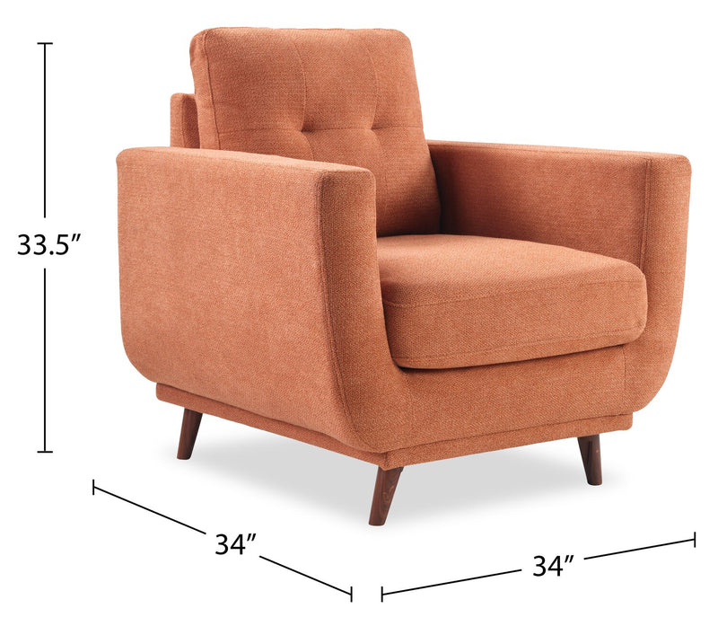 Cosmo 34\" Fabric Chair with Tufted Back Cushion - Orange