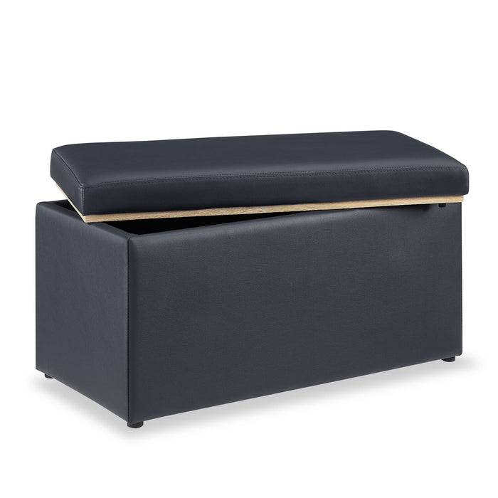 Edmonton 32\" Storage Ottoman - Navy Faux Leather