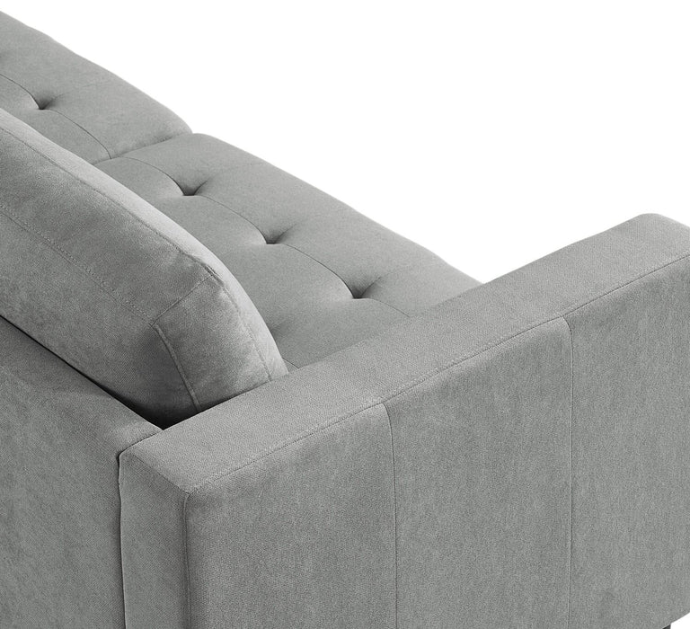 Metro 2-Piece Right-Facing Fabric Sectional with Chaise and Tufted Seat Cushions - Grey