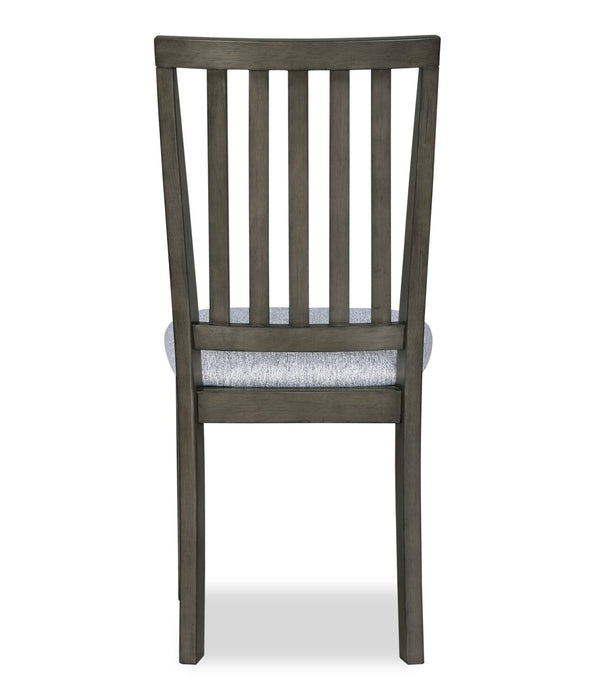 Bryn Dining Chair with Fabric Seat, Slat-Back - Dark Grey