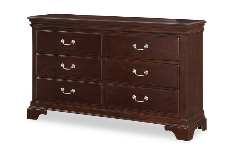 Marco 5pc Bedroom Set with Bed, Dresser & Mirror, Cherry Brown - Queen Size