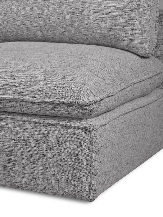 Fusion Modular 5-Piece Silver Grey Chenille Fabric Armless Sectional with Removable Feather Down Back Cushions