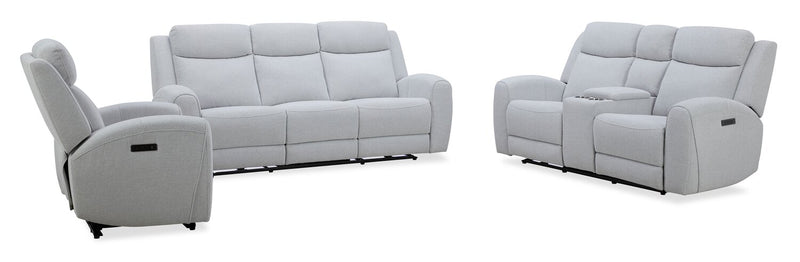 Reign 78\" Fabric Power Reclining Loveseat with Console - Bronco Stone Grey