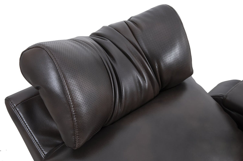 Scott Living Escape 39\" Power Reclining Chair with Power Headrest and Surround Sound - Dark Brown Leather-Look Fabric