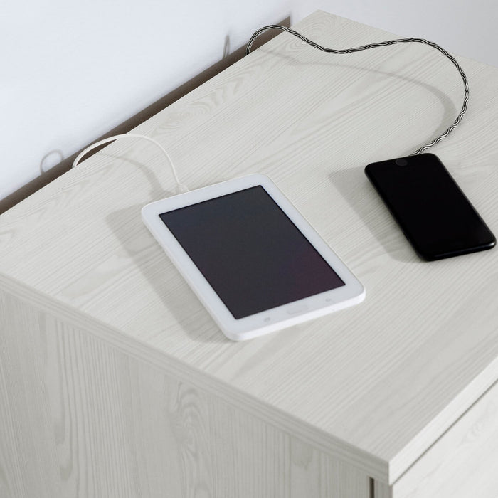 Everley Bedside  2-Drawer Nightstand with USB Port, 19.5\"W - White