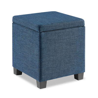 Ottawa 14.75" Square Fabric Storage Ottoman - Navy|Pouf de rangement carré Ottawa de 14,75 po en tissu - bleu marine