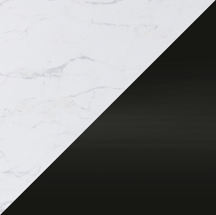 Jolie Dining Table with Marble-Look Top, Melamine, 45\"W Round - White & Black