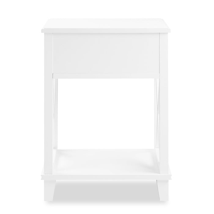 Elle Bedside 1-Drawer Nightstand, 18\"W x 25.75\"H - White