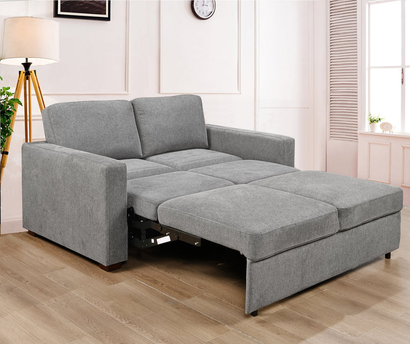 Drift 66.5\" Linen-Look Fabric Sleeper Sofa with Track Arms - Grey