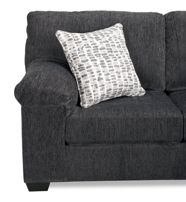 Made in Canada Morgan 2-Piece Right-Facing Chenille Fabric Sectional with Accent Pillows - Grey