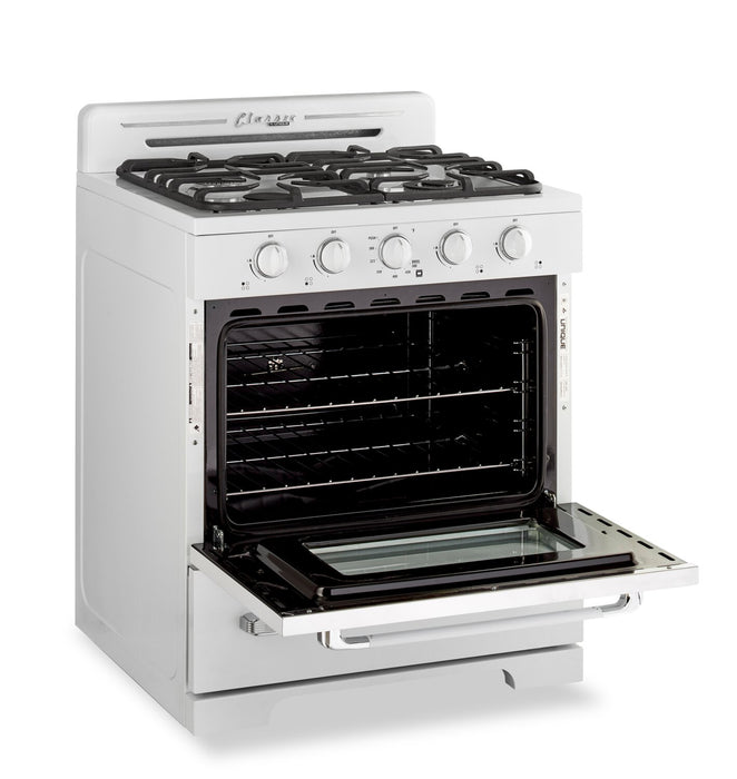 Off-Grid Classic Retro by Unique 30\" 3.9 Cu. Ft. Propane Gas Range - Marshmallow White - UGP-30CR OF2 W