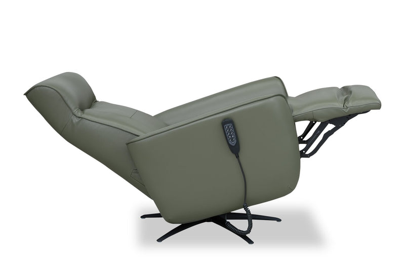 Serene 31\" Genuine Leather Power Reclining Massage Chair with Power Headrest and Heated Seat - Green