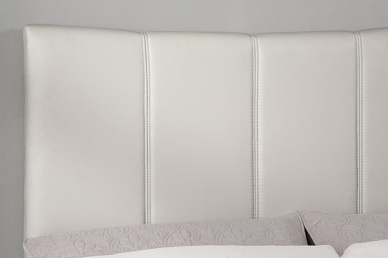 Paseo Platform Bed in Taupe Vegan-Leather Fabric - Full Size