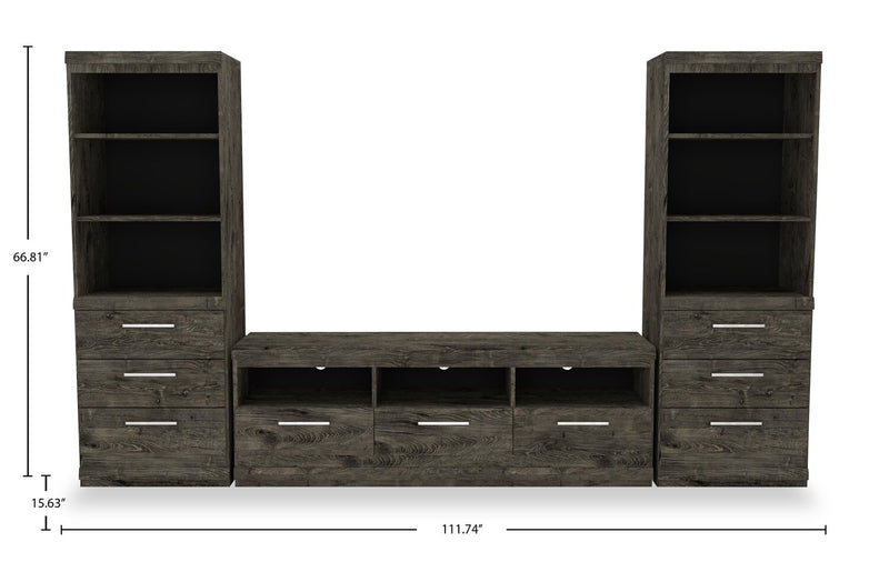 Camden 111.7\" 3-Piece Entertainment Centre with Storage and Cable Management for TVs up to 65\" - Alabaster Oak