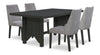 Emery 5pc Dining Set with Table & 4 Chairs, Wood, 72-96\"W Extension - Black & Charcoal