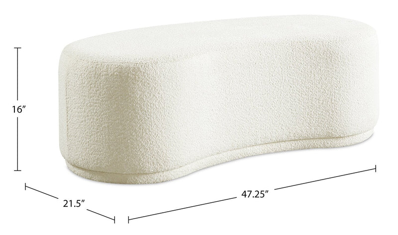 Maren 47.25\" Fabric Curved Bench - Cream