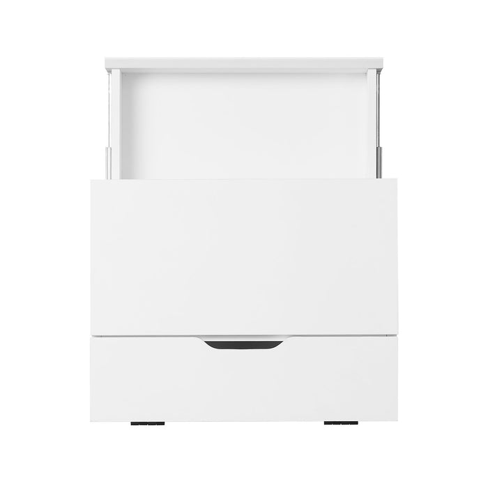 Akio Bedside 1-Drawer Nightstand with Lift-top Storage, 18\"W x 25.75\"H - White/Black