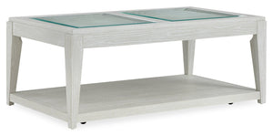 Vida 48” Solid Wood Coffee Table with Shelf and Casters - Sand