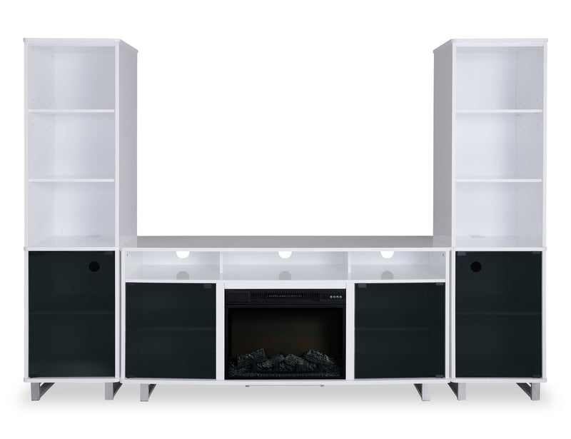Ignatius Modern 3-Piece Entertainment Centre with Electric Fireplace and Storage for TVs up to 70\"- White