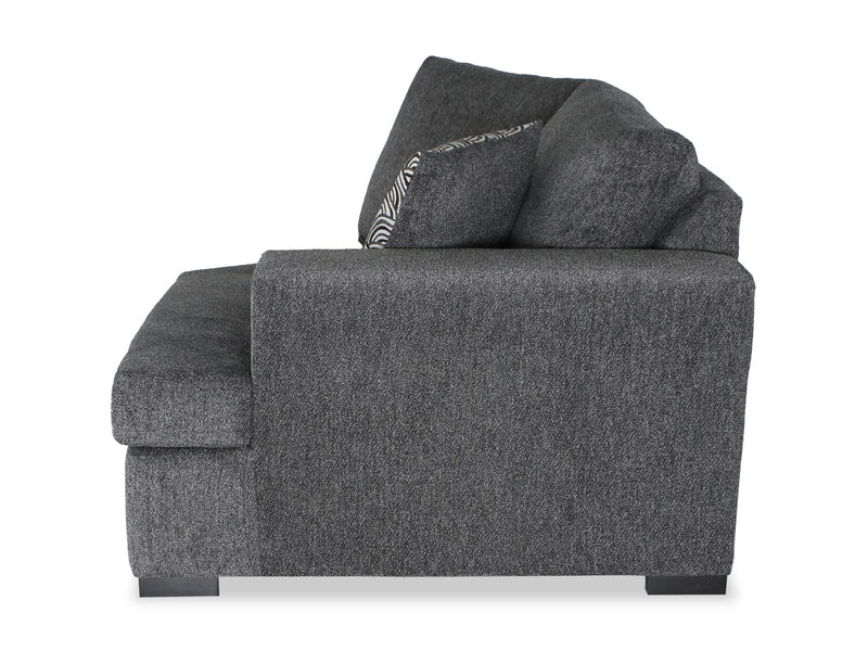 Made in Canada Legend 2-Piece Right-Facing Chenille Fabric Cuddler Sleeper Sectional - Pepper Grey
