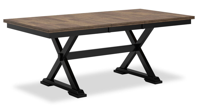 Raven Dining Table, 60-78\"W Self-Storing Butterfly Leaf Extension - Two-Tone Black & Brown