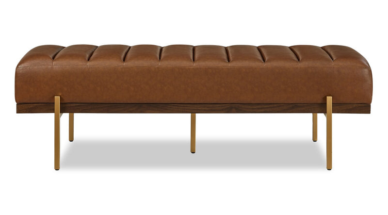Linden 55\" Faux Leather Bench - Brown