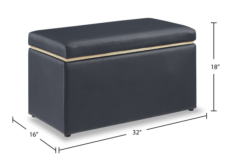 Edmonton 32\" Storage Ottoman - Navy Faux Leather