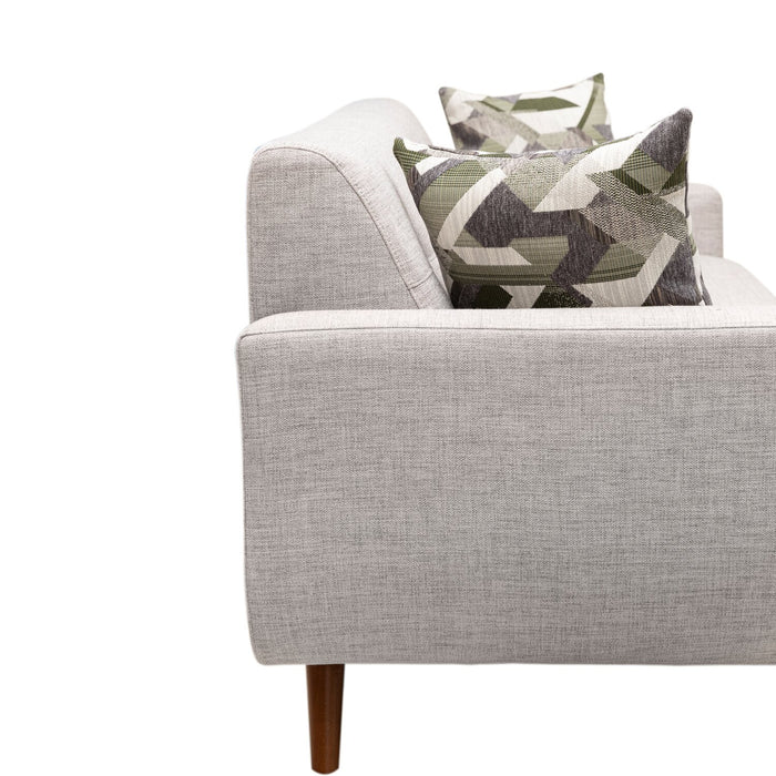 Kort & Co. Freeman 80” Linen-Look Fabric Condo Size Sofa with Wood Legs - Dove White