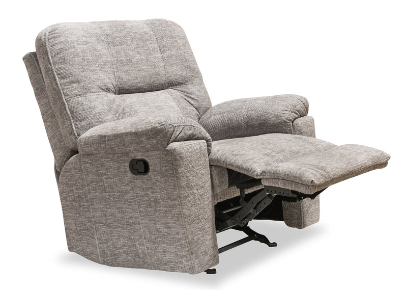 Made in Canada Fynn 40\" Chenille Fabric Glider Reclining Chair - Dove Grey