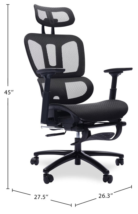 Sealy® Diego 26.3” Adjustable Office Chair with Mesh Padding & Footrest - Black