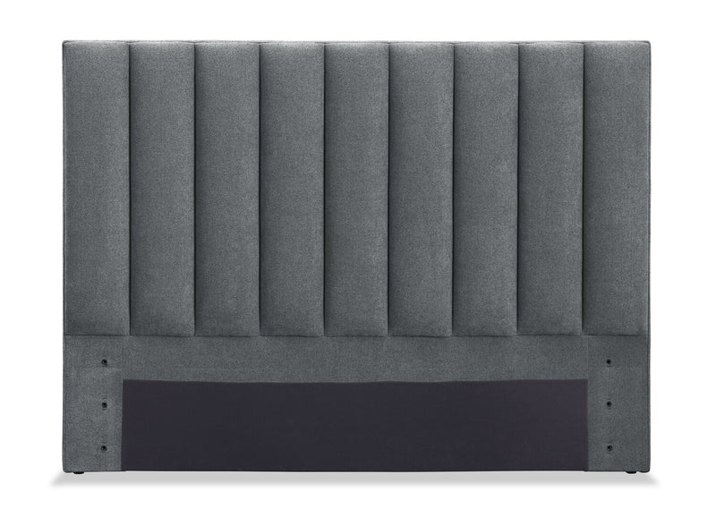 Amos Upholstered Headboard in Charcoal Fabric, Channelled - King Size