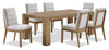 Lotus 7pc Dining Set with Table & 6 Fabric Chairs, Wood, 82\"W - Natural/Grey