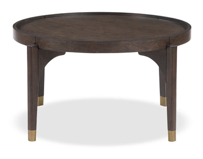 Neeva 36" Modern Round Coffee Table - Dark Brown Birch | Table à café ronde moderne Neeva de 36 po - bouleau brun foncé | NEEVACTB