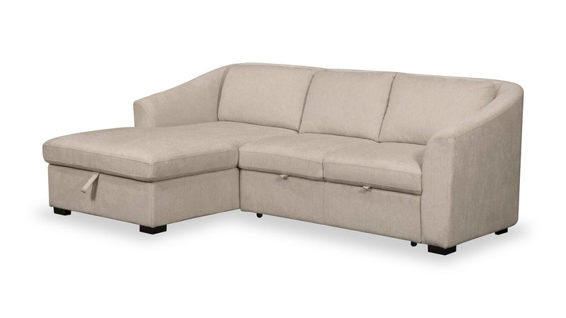 Envy 2-Piece Left-Facing Chenille Fabric Sleeper Sectional with Storage Chaise - Almond Beige