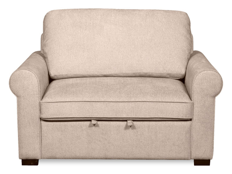 Scott Living Haven 55\" Chenille Fabric Sleeper Chair with Wood Legs - Taupe