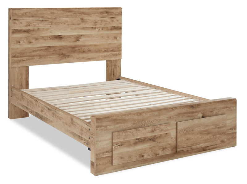 Derekson Storage Bed with 2 Built-In Footboard Drawers, Natural - Full Size