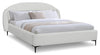 Luna Upholstered Wingback Bed in White Fabric - Queen Size