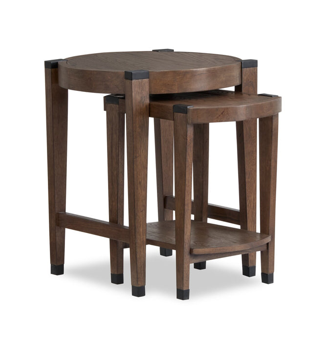 Gordon 22” 2-Piece Round Solid Wood Nesting Accent Table - Brown
