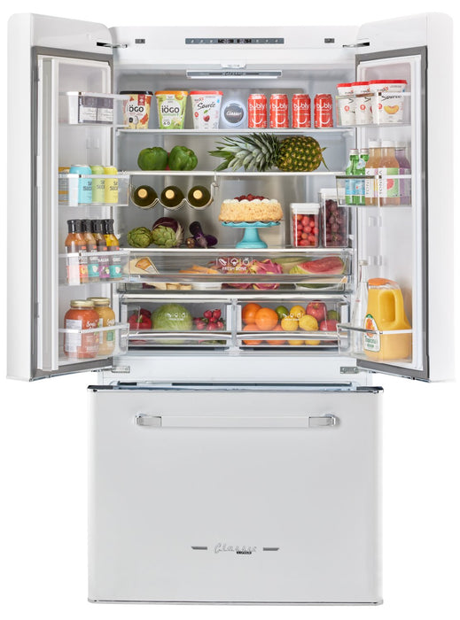 Classic Retro by Unique 36\" 21.4 Cu. Ft. Counter-Depth Refrigerator - Marshmallow White - UGP-595L W AC