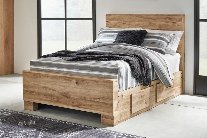 Derekson Storage Bed with 2 Built-In Side Drawers, Natural - Queen Size