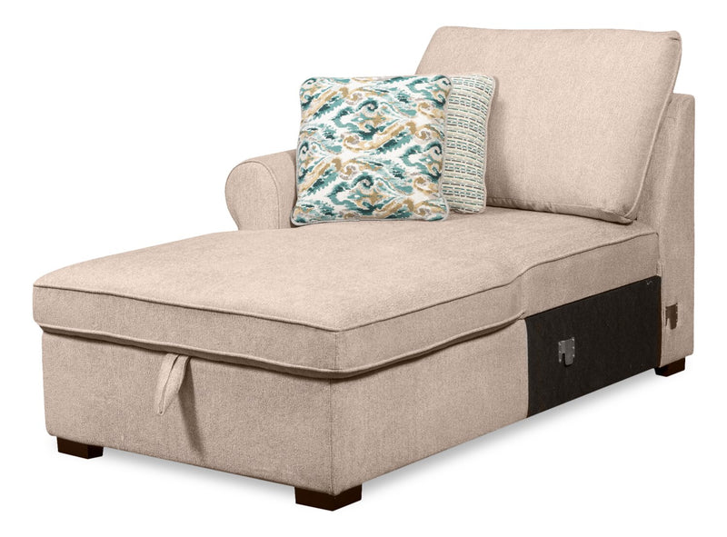 Scott Living Haven 3-Piece Right-Facing Chenille Fabric Cuddler Sleeper Sectional with Storage - Taupe
